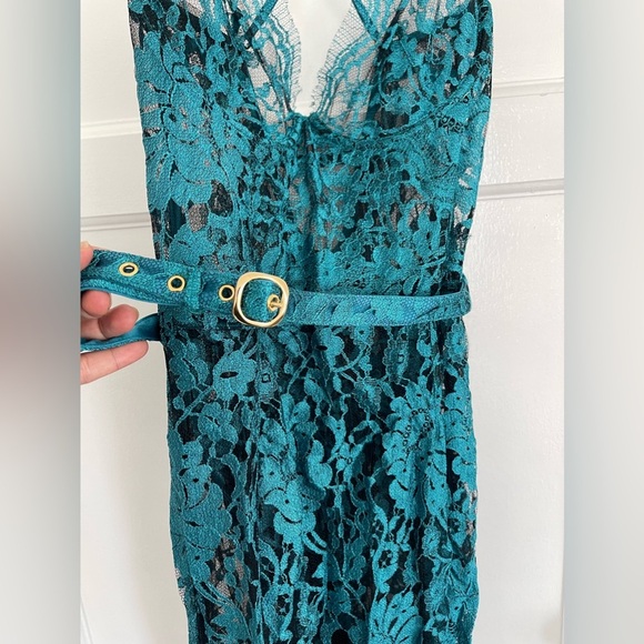 Agent Provocateur Rosette Dress Soirée AP4 Teal Blue Lace See Through size 4 - Picture 7 of 12